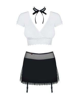 Еротичний костюм секретарки Obsessive Secretary suit 5pcs black L/XL, чорно-білий, топ, спідниця, ст SO7307 фото