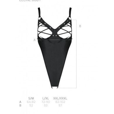Боді з екошкіри Passion CELINE BODY S/M, black, з доступом, відкритий SO6404 фото