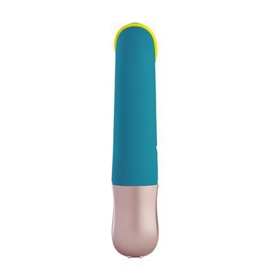 Мінівібратор-кролик зі стимулювальною стрічкою Fun Factory AMORINO petrol/neon yellow, стрічка знімна SX0947 фото