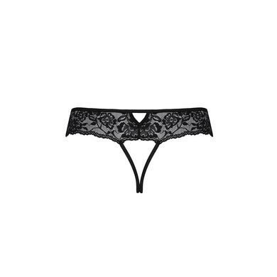 Мереживні стрінги з доступом Passion SENIA THONG S/M, black SO5380 фото