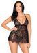 Сорочка бебі-дол Leg Avenue Floral lace babydoll & string Black M, стрінги SO9170 фото 6