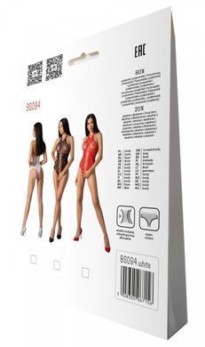 Бодістокінг з імітацією корсетної шнурівки Passion BS094 One Size, white, квітковий візерунок, з дос SO8925 фото