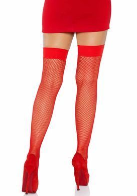 Панчохи-сітка Leg Avenue Nylon Fishnet Thigh Highs One size, Red, дрібна сітка SO7966 фото