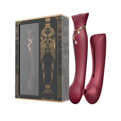 Смартвібратор 3в1 Zalo &mdash; Queen Set Wine Red, пульсівна перлина та вакуум, кристал Swarovski SO6662 фото