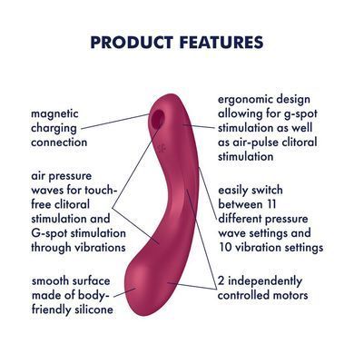 Вакуумний стимулятор з вібрацією Satisfyer Curvy Trinity 1 Red, іграшка 3в1 SO8407 фото