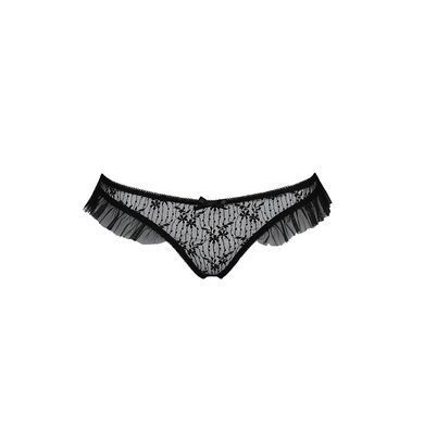 Трусики з оборками Passion Exclusive DONIA THONG XXL/XXXL, black PS25903 фото