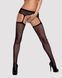 (SALE) Сітчасті панчохи-стокінги з квітковим малюнком Obsessive Garter stockings S207 S/M/L,чорні, імітація SO7266 фото 1
