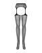 (SALE) Сітчасті панчохи-стокінги з квітковим малюнком Obsessive Garter stockings S207 S/M/L,чорні, імітація SO7266 фото 5