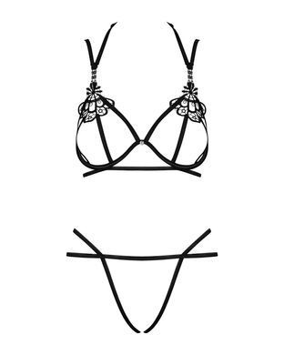 Еротичний комплект зі стреп Obsessive Badossa 2-pcs set S/M, чорний, з доступом SO7217 фото