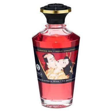 Розігрівальна олія Shunga Aphrodisiac Warming Oil &ndash; Sparkling Strawberry Wine (100 мл) без цукру SO2497 фото