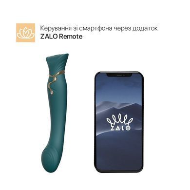 Смартвібратор 3в1 Zalo &mdash; Queen Set Jewel Green, пульсівна перлина та вакуум, кристал Swarovski SO6663 фото