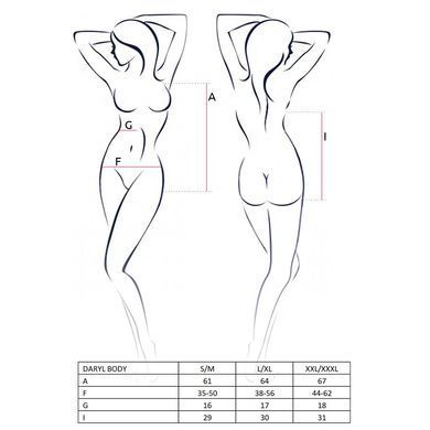 Боді з дуже глибоким декольте Passion DARYL BODY L/XL, black EL14801 фото
