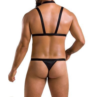 Комплект чоловічої білизни зі стреп Passion 039 SET ANDREW XXL/XXXL Black, стринги, шлейки SO7590 фото