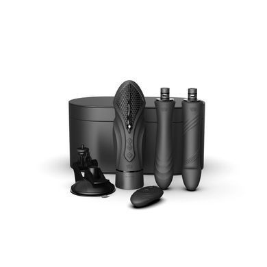 Компактна смарт секс-машина Zalo &ndash; Sesh Obsidian Black, 2 насадки, пульт ДК, кристал Swarovski SO9556 фото