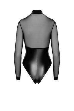 Боді Noir Handmade F321 Edge, L, низ під латекс, верх сітка, блискавка на все тіло, декор кільця SX0359 фото