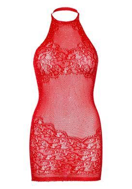 Сукня-сітка зі стразами Leg Avenue Rhinestone halter mini dress Red, відкрита спина, one size SO7958 фото