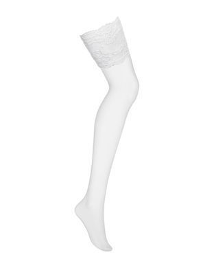 Панчохи під пояс із широким мереживом Obsessive 810-STO-2 stockings L/XL, білі SO7168 фото