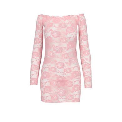 Прозора сорочка з довгим рукавом Passion YOLANDA CHEMISE XXL/XXXL, pink, трусики EL14309 фото