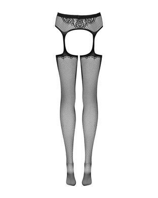 Сітчасті панчохи-стокінги з візерунком на сідницях Obsessive Garter stockings S232 S/M/L, чорні, імі SO7269 фото