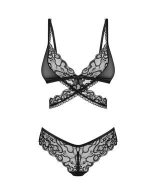 Комплект Obsessive Blomentis 2-pcs set, XL/2XL, мереживний, ліф із зав&rsquo;язками на спині, трусики-сліпи SX1032 фото