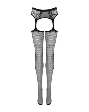 Сітчасті панчохи-стокінги з візерунком на сідницях Obsessive Garter stockings S232 S/M/L, чорні, імі SO7269 фото