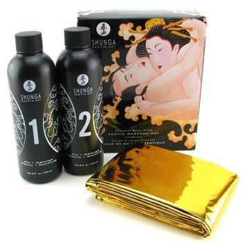 Гель для NURU-масажу Shunga Oriental Body-to-Body &ndash; Melon Mango (2 x 225 мл) плюс простирадло SO2553 фото