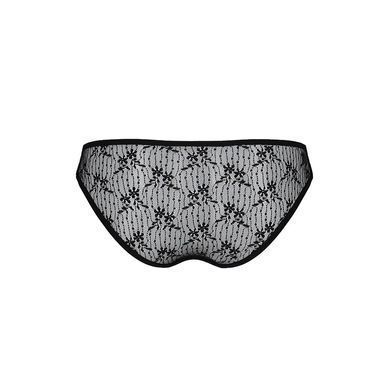 Трусики-сліпи з мереживною сіточкою Passion DINA THONG XXL/XXXL, black SO5342 фото