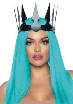 Корона злої королеви Leg Avenue Faux leather spiked crown Black, штучна шкіра, заклепки SO7950 фото