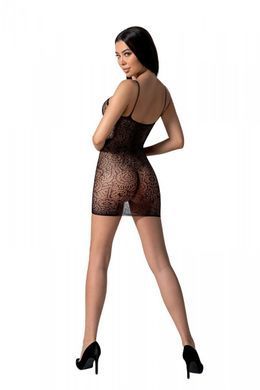 Ажурна мінісукня на тонких бретелях Passion BS096 One Size, black, плетіння на грудях SO8929 фото