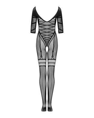 Сітчастий бодістокінг з імітацією підв&rsquo;язок Obsessive Bodystocking G329 S/M/L, black, з доступом SO7693 фото