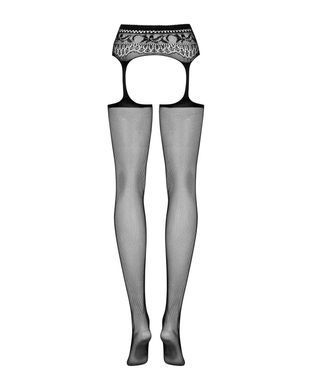Сітчасті панчохи-стокінги з мереживним поясом Obsessive Garter stockings S307 S/M/L, чорні, імітація SO7270 фото
