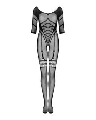 Сітчастий бодістокінг з імітацією підв&rsquo;язок Obsessive Bodystocking G329 S/M/L, black, з доступом SO7693 фото