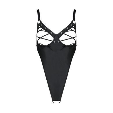 Боді з екошкіри Passion CELINE BODY 4XL/5XL black, з доступом, відкритий SO7059 фото