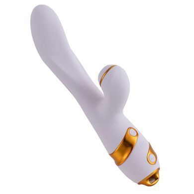 Вібратор-кролик з пульсацією та флогером LOCKINK SEVANDA Whip Vibrating Massage Wand, біло-золотий SX0904 фото