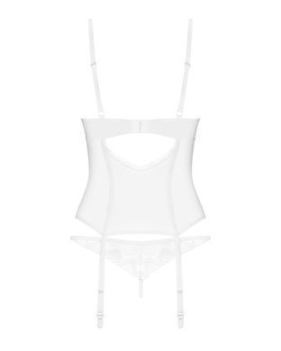 Корсет Obsessive Alissium corset & thong, XS/S, гнучкі кісточки, відкрита спина, стрінги в комплекті SX0600 фото