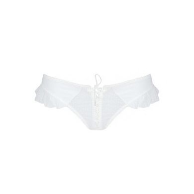 Трусики в горошок, з рюшами та шнурівкою Passion FATIN THONG S/M, white SO5344 фото