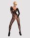Бодістокінг Obsessive Bodystocking F210 S/M/L black, рукава-мітенки, сітка, кольорове мереживо SO7221 фото 4