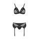 Комплект білизни Passion NESSY SET XXL/XXXL black, бюстгальтер, пояс для панчіх, стрінги SO8459 фото 3