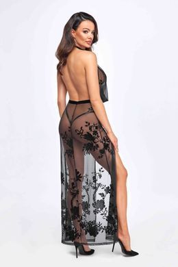 Сукня Noir Handmade F312 Divinity, XXL, black, прозора, до підлоги, відкрита спина, розріз збоку SX0313 фото
