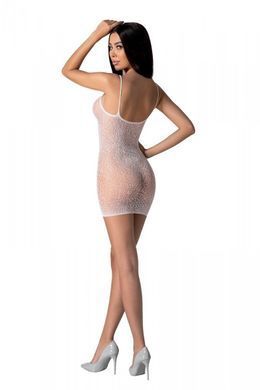 Ажурна мінісукня на тонких бретелях Passion BS096 One Size, white, плетіння на грудях SO8931 фото