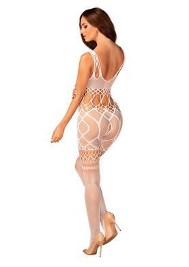 Сітчастий бодістокінг з імітацією топа та шортів Obsessive Bodystocking G330 S/M/L, white, з доступо SO7695 фото
