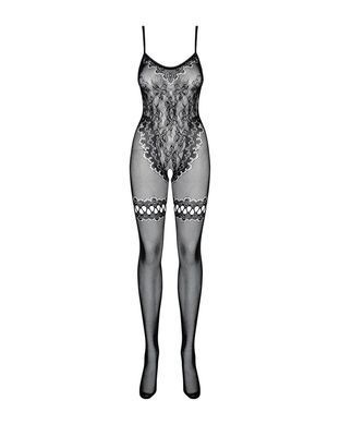 (SALE) Бодістокінг Obsessive Bodystocking F213 S/M/L, імітація мереживного боді та резинки для панчіх SO7222 фото
