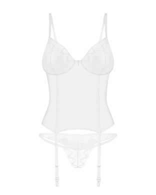 Корсет Obsessive Alissium corset & thong, M/L, гнучкі кісточки, відкрита спина, стрінги в комплекті SX0601 фото