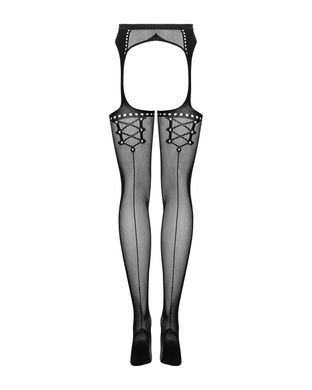 Сітчасті панчохи-стокінги зі стрілкою Obsessive Garter stockings S314 S/M/L, чорні, імітація гартері SO7272 фото