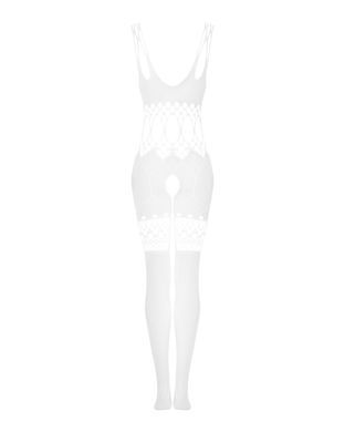 Сітчастий бодістокінг з імітацією топа та шортів Obsessive Bodystocking G330 S/M/L, white, з доступо SO7695 фото