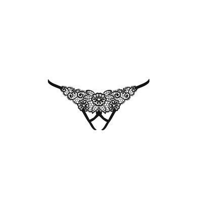 Трусики мереживні з доступом Passion Exclusive VIOLANTE THONG XXL/XXXL, black PS24303 фото