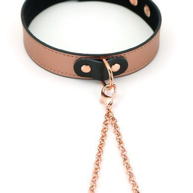 Нашийник із затискачами для сосків Liebe Seele Rose Gold Memory Collar with Nipple Clamps, шкіра SO9495 фото