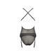 Корсет з декольте Passion ERZA CORSET L/XL, black, пажі, трусики, напівпрозорий PS26007 фото 4