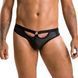 Чоловічі сліпи з вирізами Passion 041 SLIP JOE S/M, Black екошкіра, відкриті сідниці SO7595 фото 1