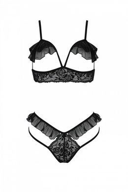 Еротичний комплект Passion DOLLY SET, L/XL, black, з відкритими чашками SO9704 фото